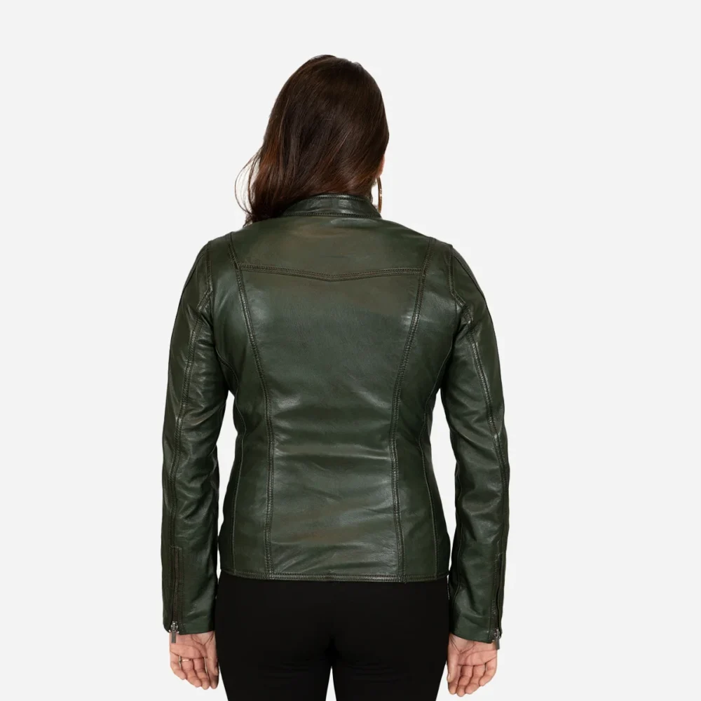Womens leather jacket green 9902