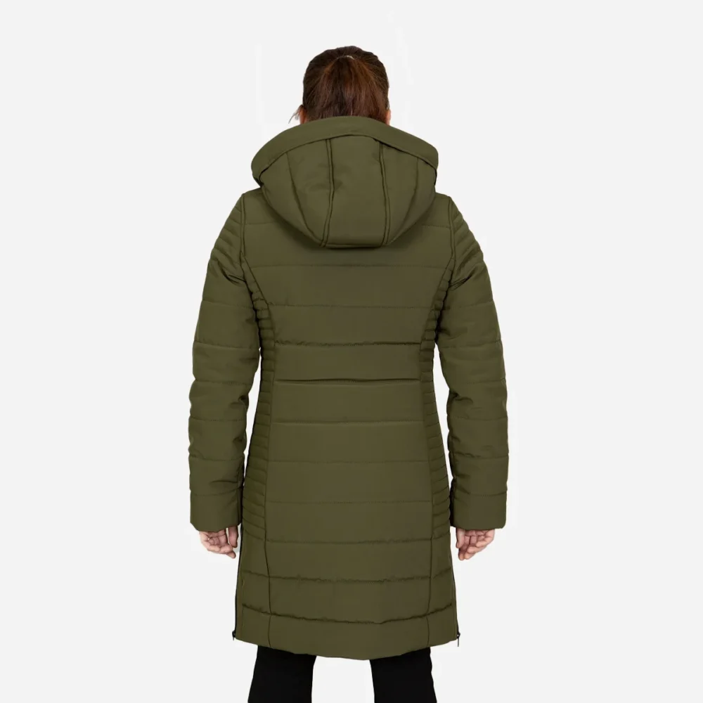 Womens winter jacket long puffer army green