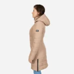Womens winter jacket long puffer beige