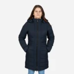 Womens winter jacket long puffer blue
