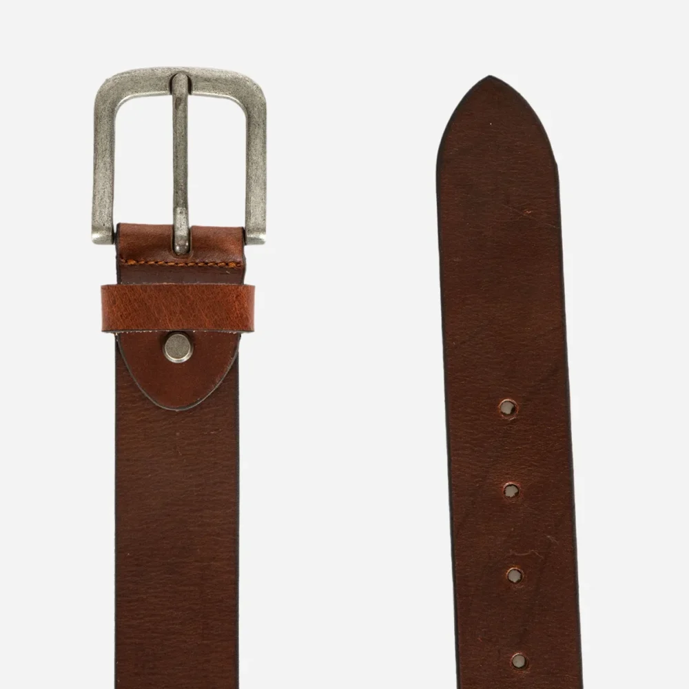Men's hard waxed brandy Buffalo leather belt (40MM)