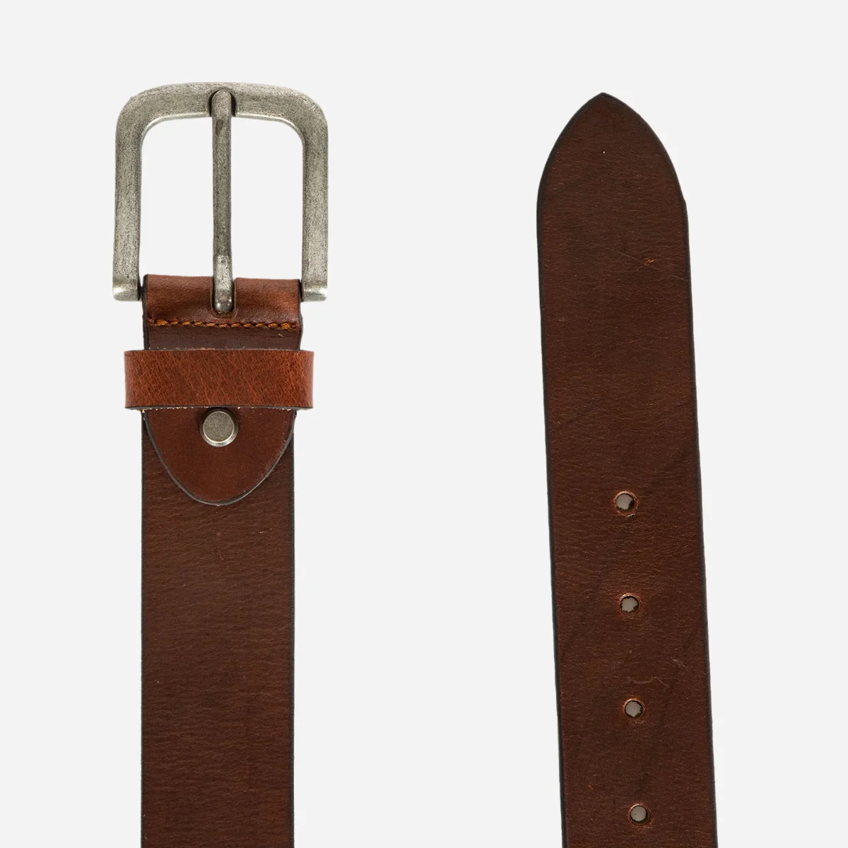 Men's hard waxed brandy Buffalo leather belt (40MM) - Image 3