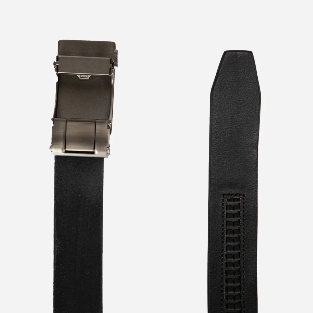 Men’s ratchet buffalo leather belt black (35MM)