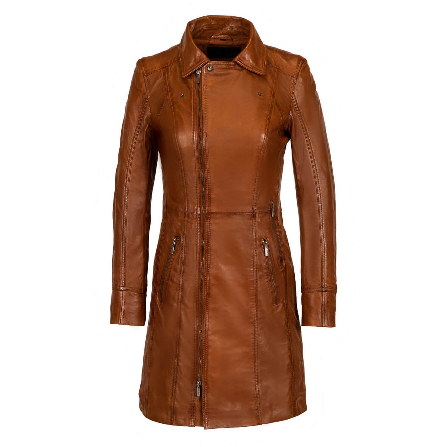 Dames lange leren jas brandy Lady coat (Copy) - Image 4