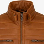 Mens leather puffer brandy bodywarmer