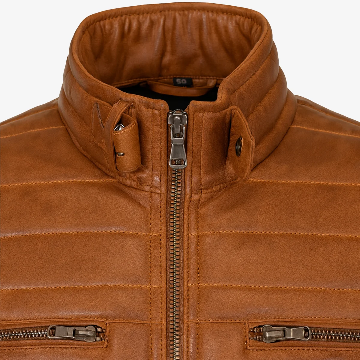 Mens leather puffer brandy bodywarmer - Image 4