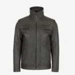 Mens leather jacket charcoal Da004