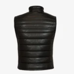 Mens leather puffer black bodywarmer