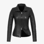 Womens leather jacket black Com 4