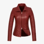 Womens leather jacket maroon Com 4