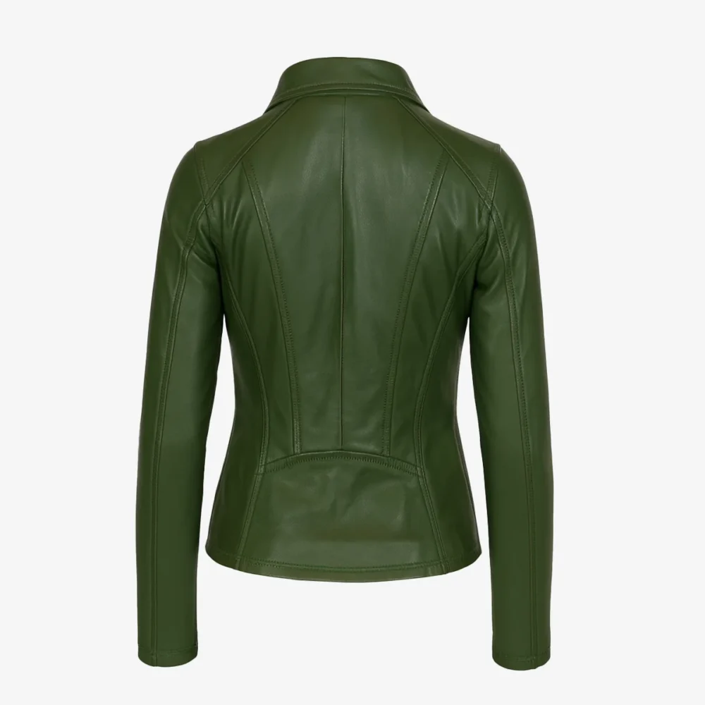 Women's Leather Jacket green 9938 A