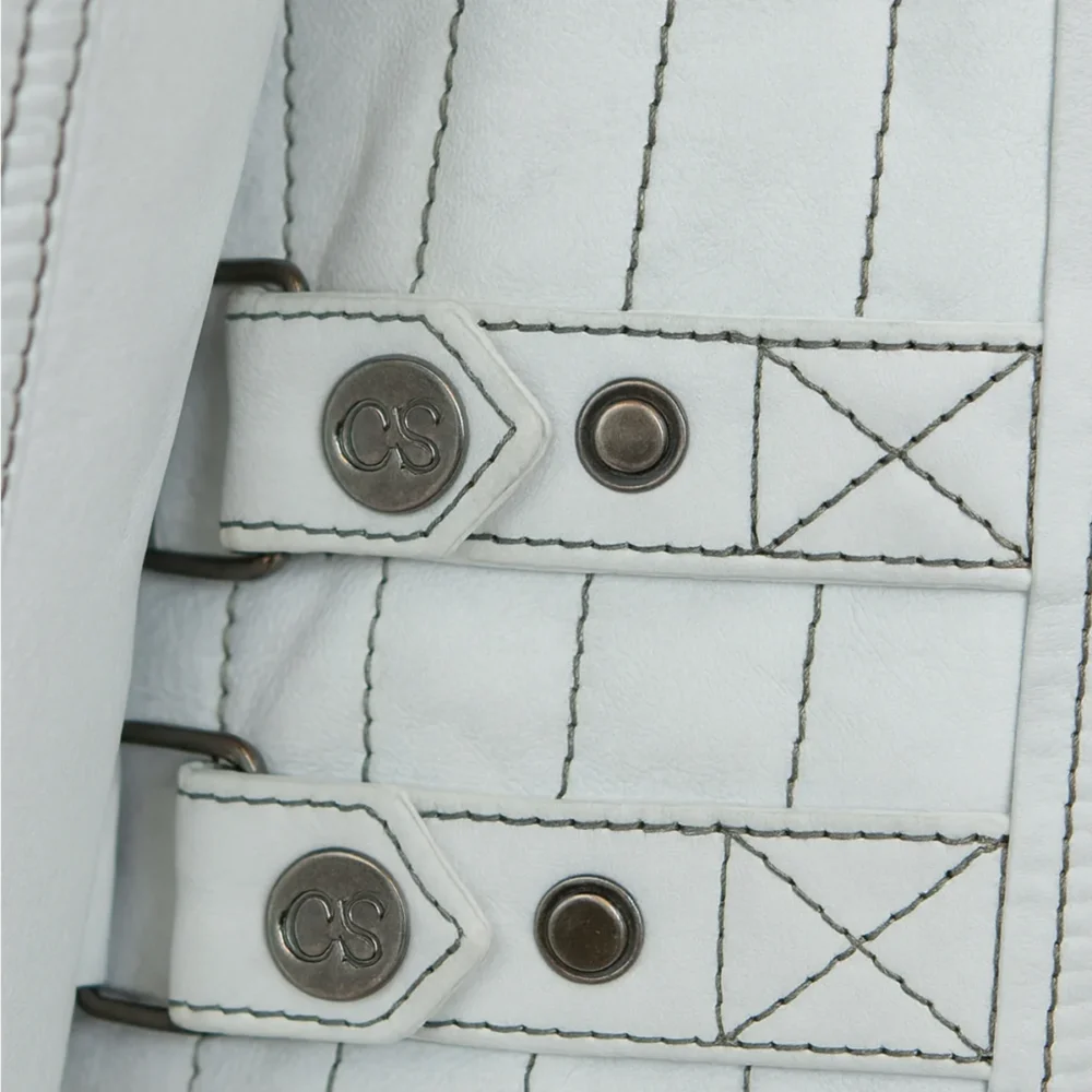 Men's leather jacket white 9948