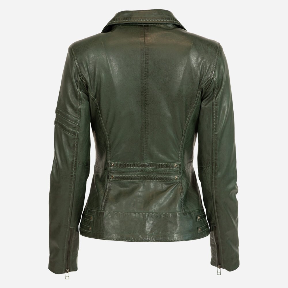Ladies leather jacket green Jane 5