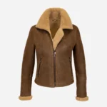 Women's shearling coat cognac crop Kat