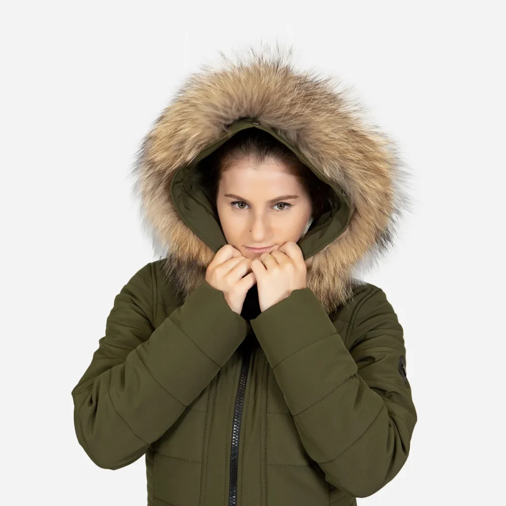 Womens winter jacket long puffer army green
