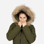 Womens winter jacket long puffer army green