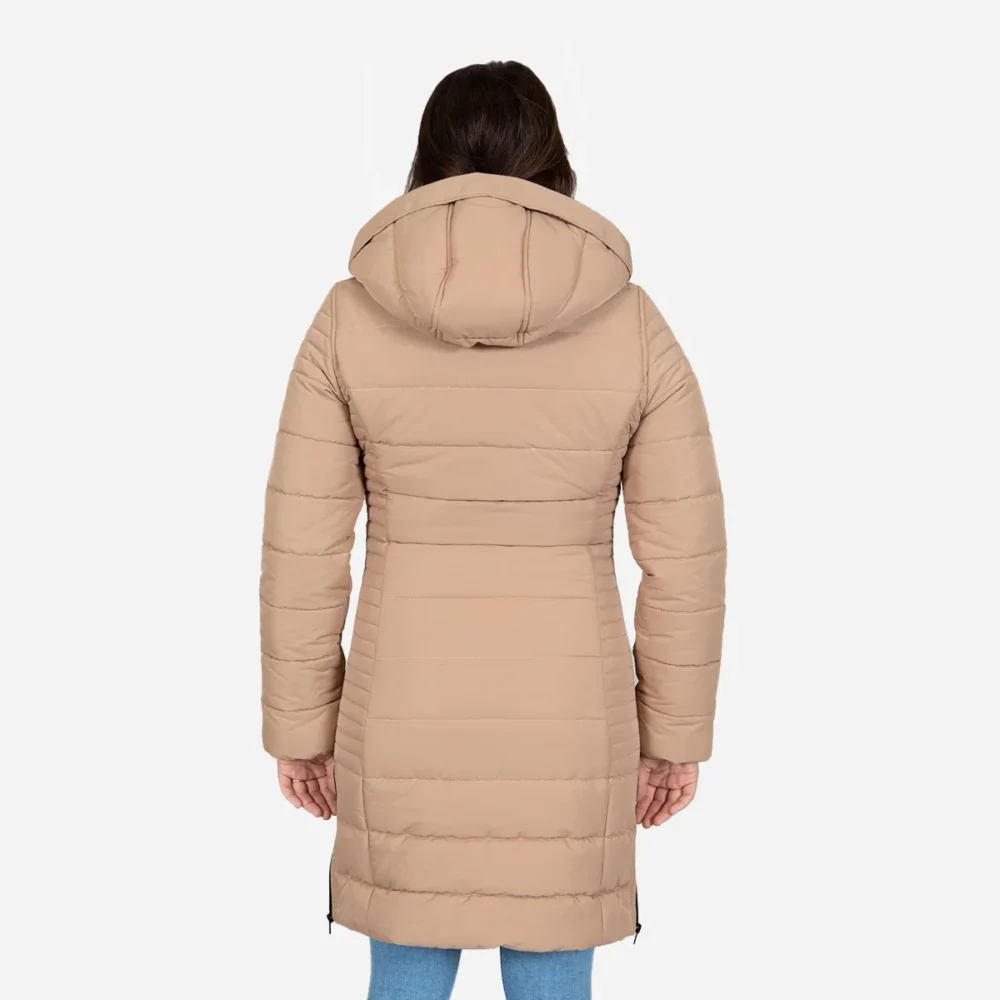 Womens winter jacket long puffer beige