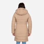 Womens winter jacket long puffer beige
