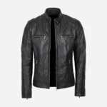 Mens leather jacket black N082