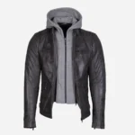 Mens leather jacket charcoal 9980