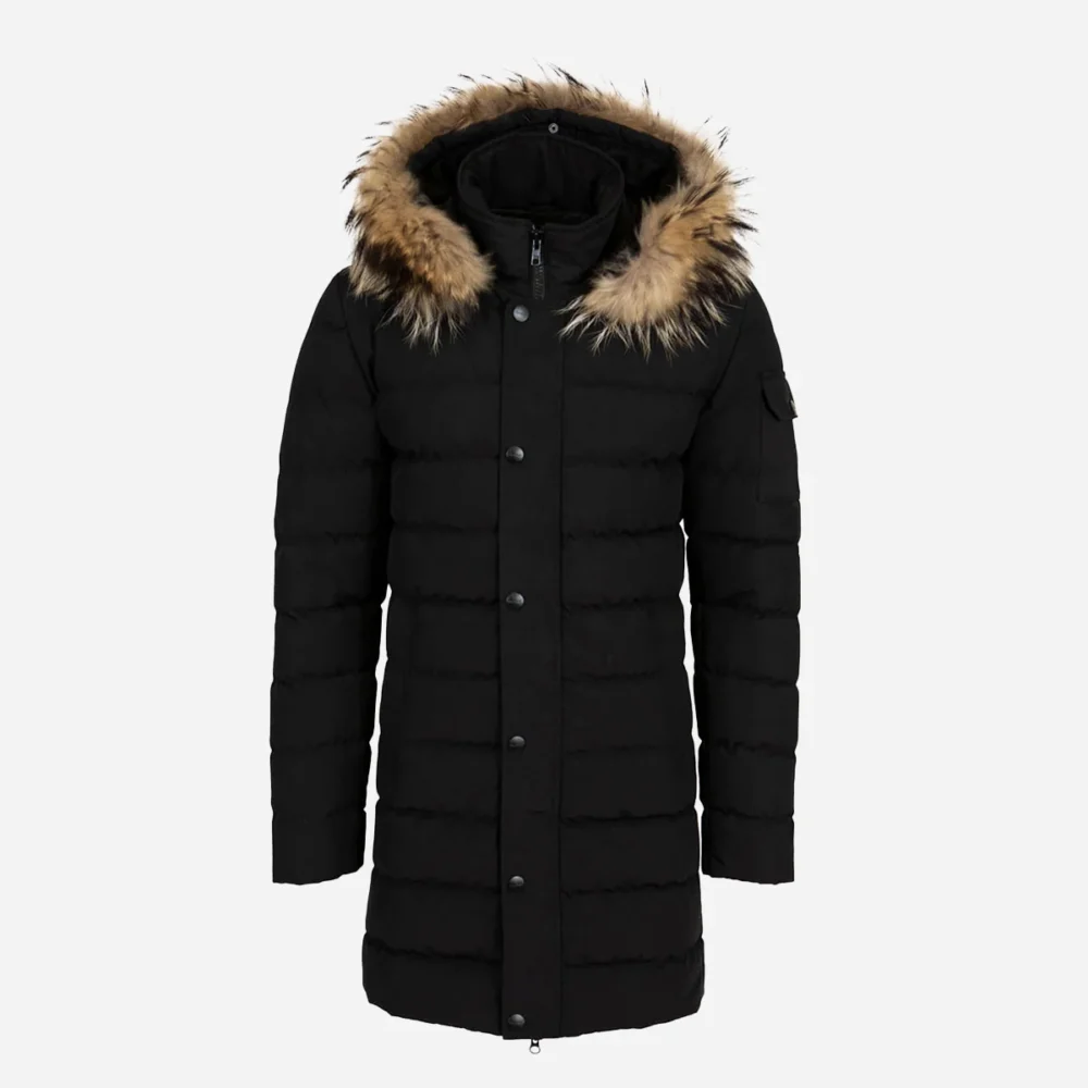 Mens long winter puffer jacket black Nick