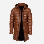 Mens leather puffer jacket brandy Nick