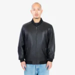 Men's leather bomber jacket black