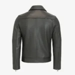 Men's hood leather jacket charcoal 9932