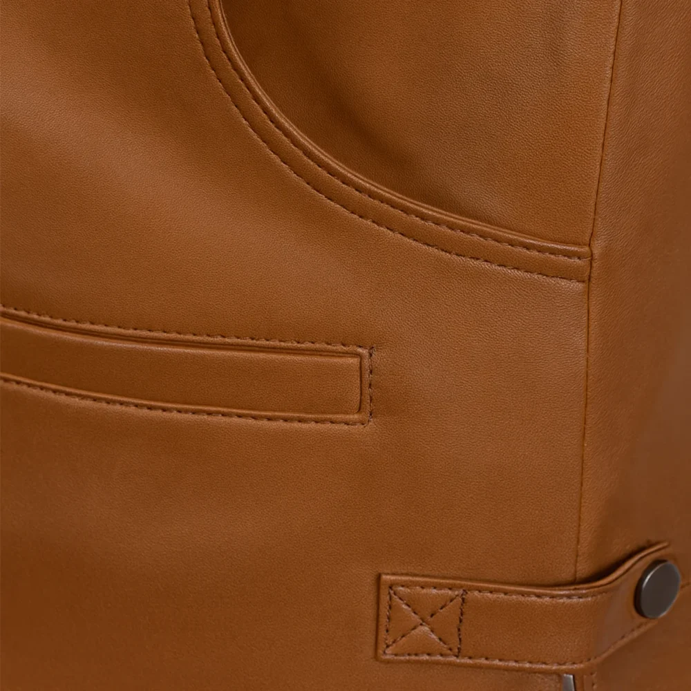 Mens leather vest brandy Waistcoat