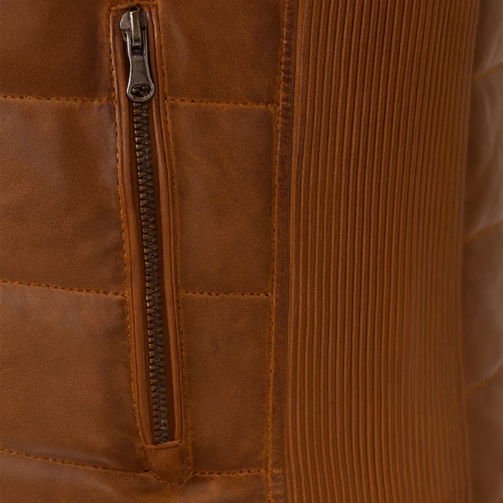 Mens leather puffer brandy bodywarmer