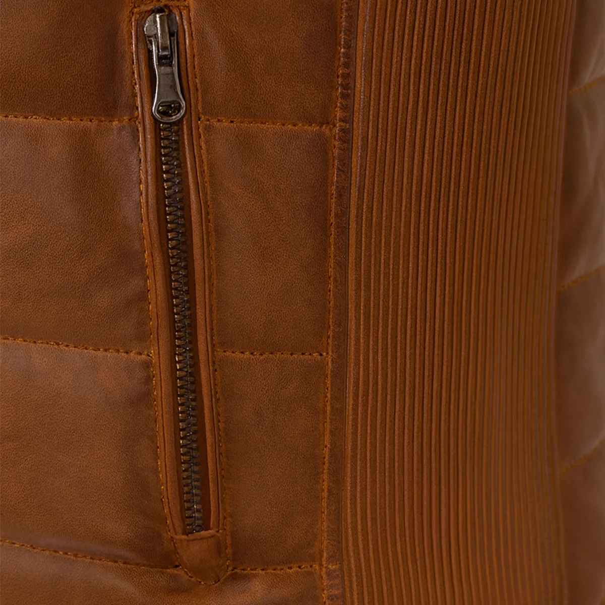 Mens leather puffer brandy bodywarmer - Image 5