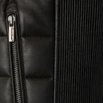 Mens leather puffer black bodywarmer
