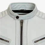Men's leather jacket white 9948