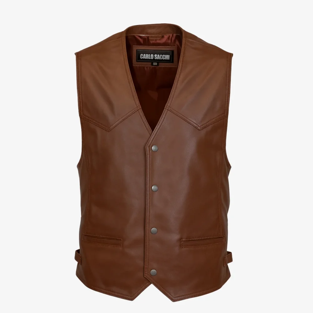 Mens leather vest vegwood Waistcoat