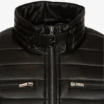 Mens leather puffer black bodywarmer