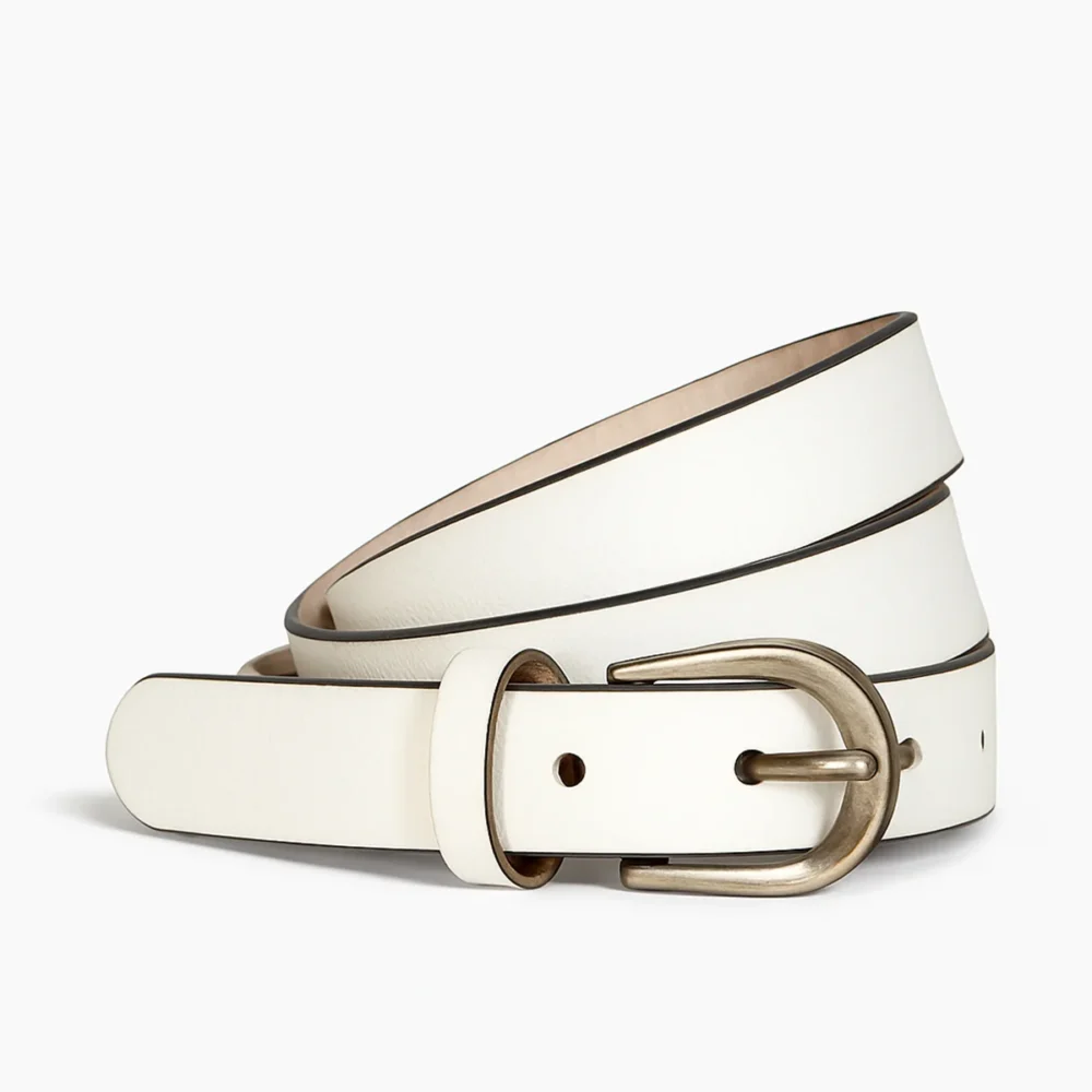Women's hand waxed white buffalo leather belt (25MM)
