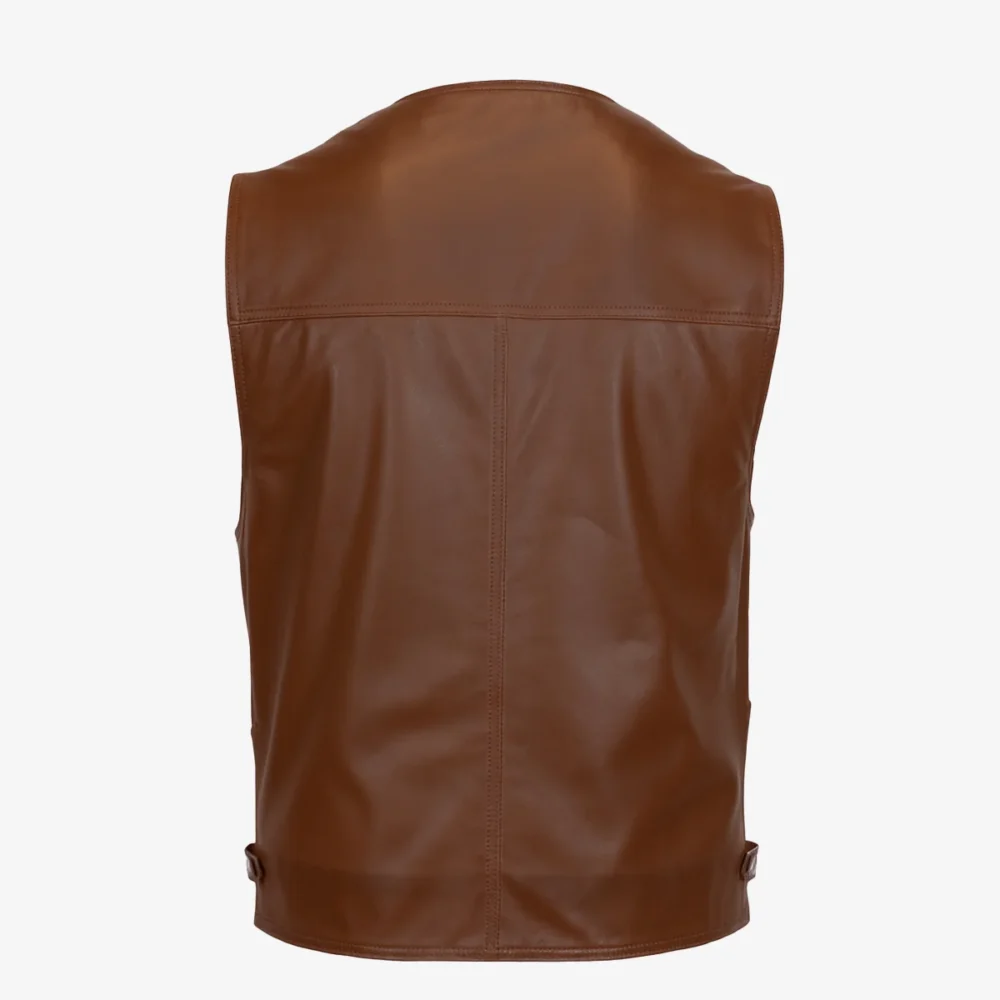 Mens leather vest vegwood Waistcoat