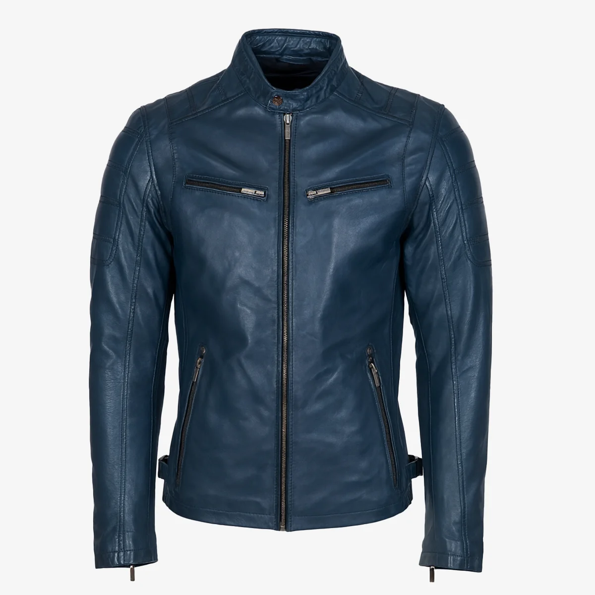 Mens leather jacket blue 9903