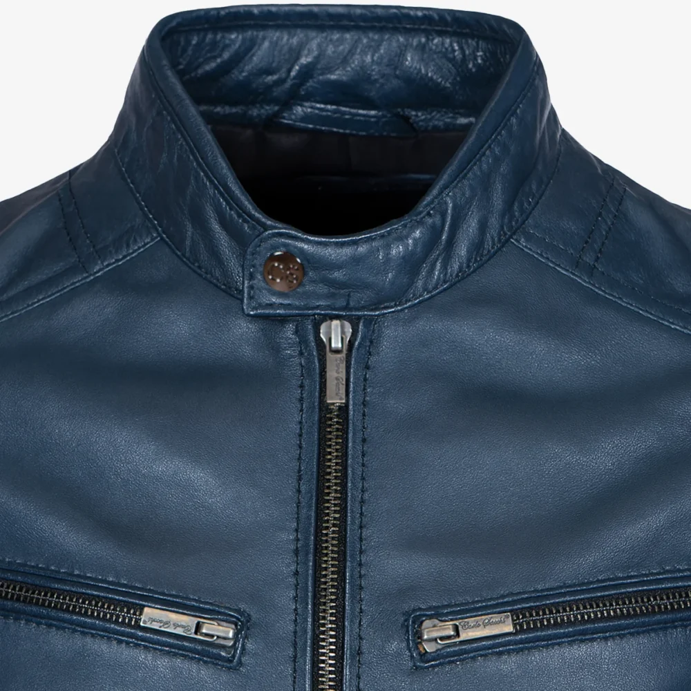 Mens leather jacket blue 9903