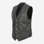 Mens leather waistcoat charcoal gray 9914