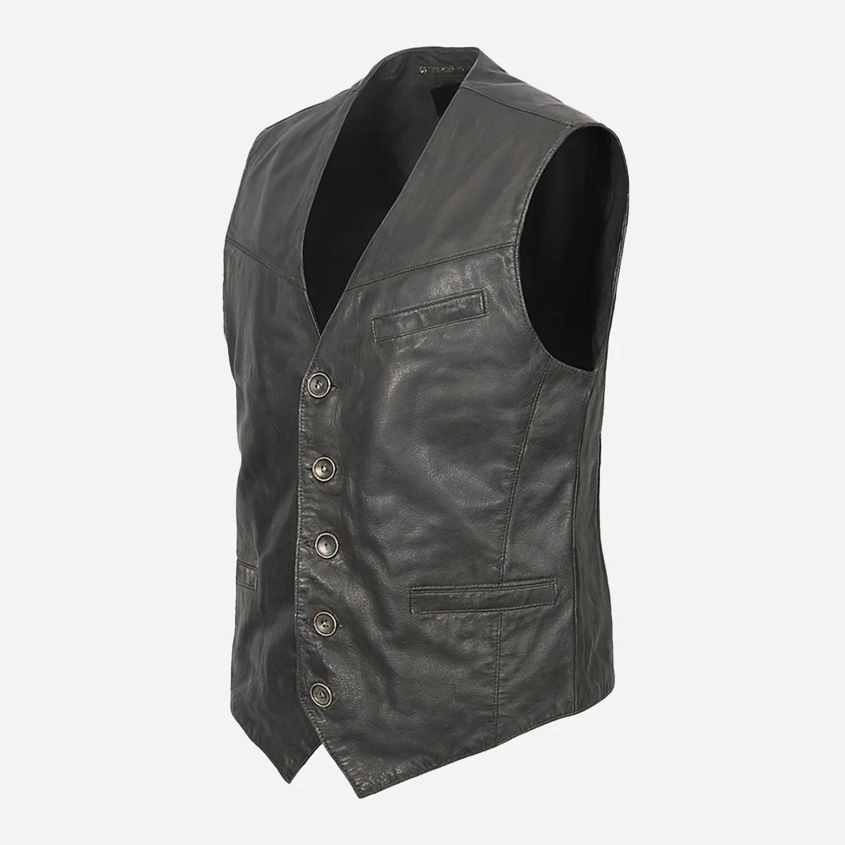 Mens leather waistcoat charcoal gray 9914 - Image 2