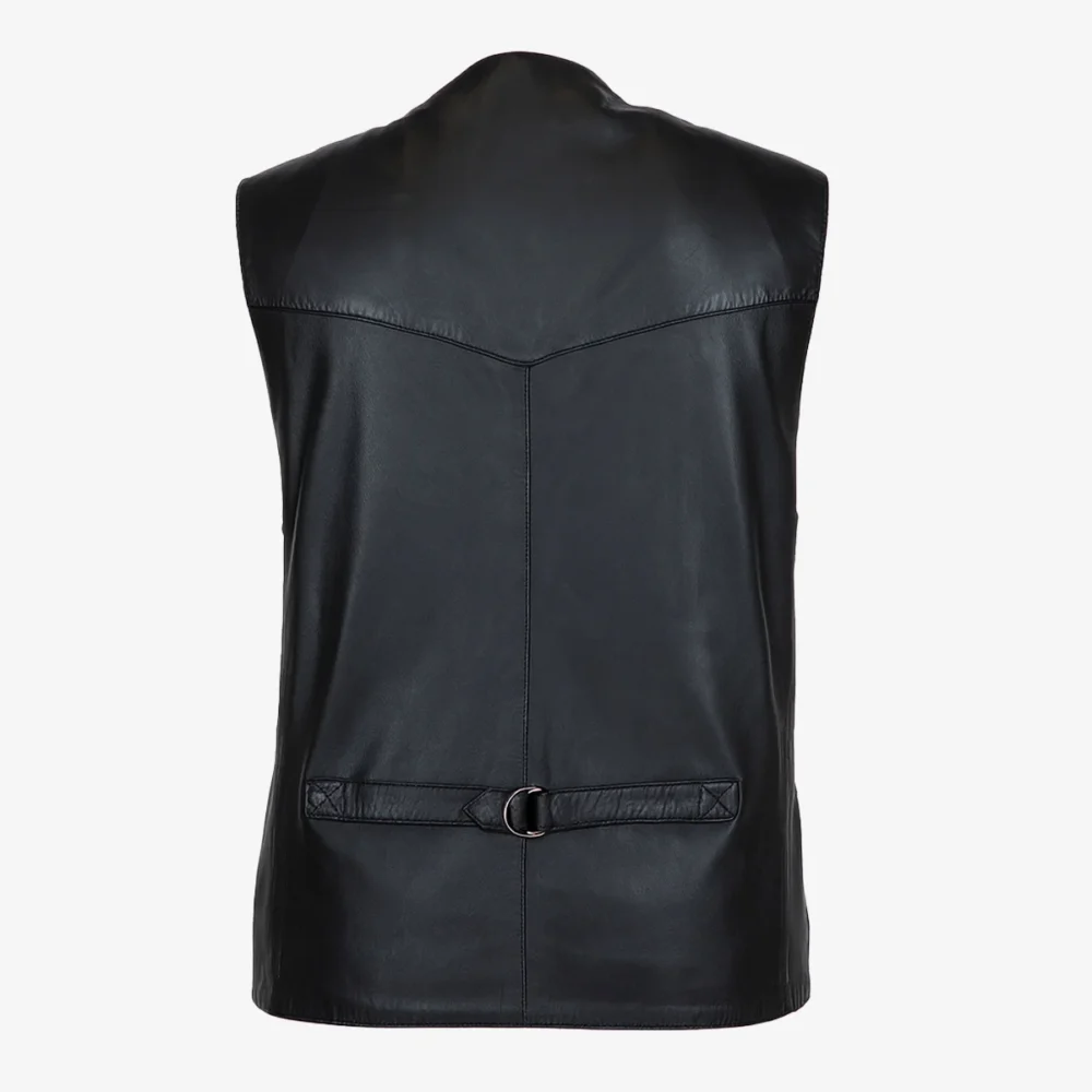 Mens leather waistcoat black 9914