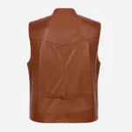 Mens leather waistcoat brandy 9914
