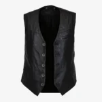 Mens leather waistcoat black 9914