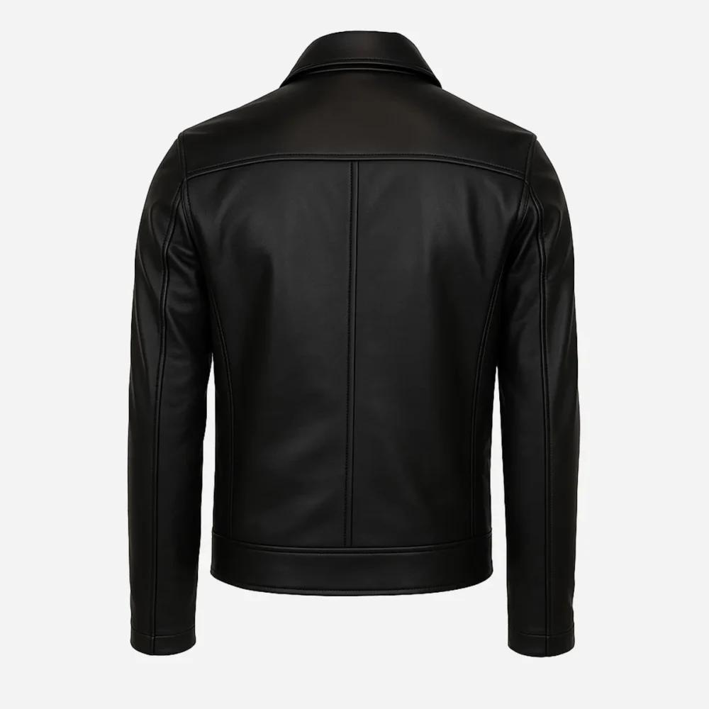 Mens classic leather jacket black 9932C