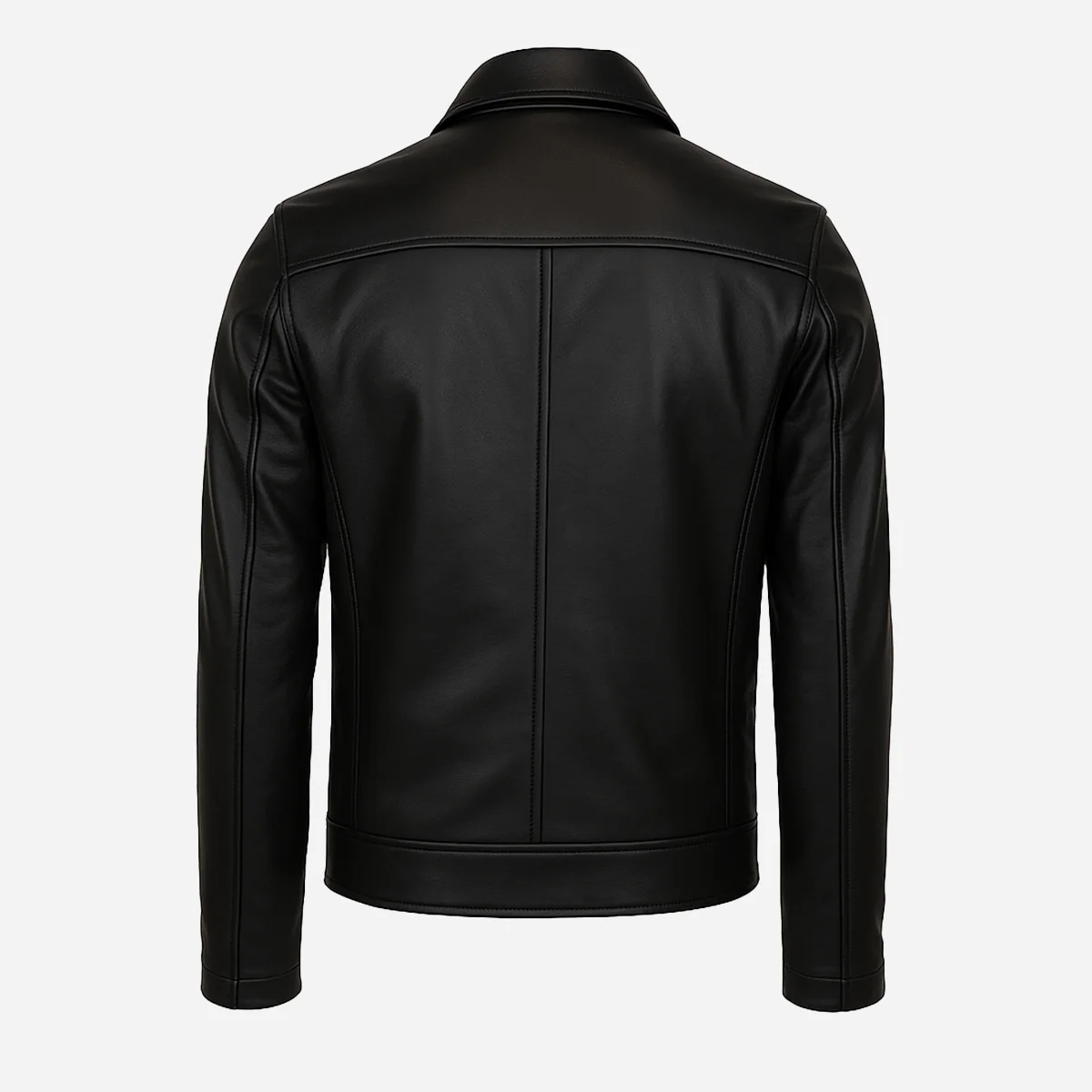 Mens classic leather jacket black 9932C - Image 3