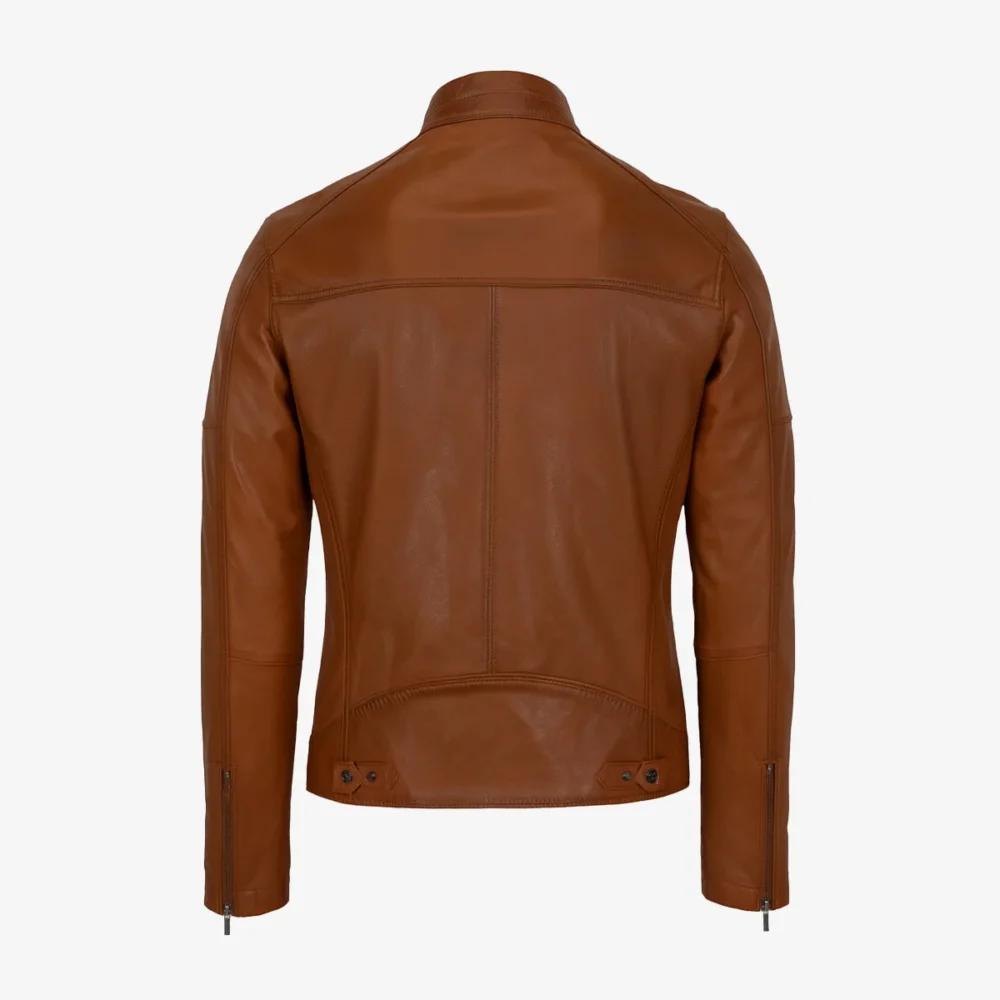 Mens leather jacket brandy N082