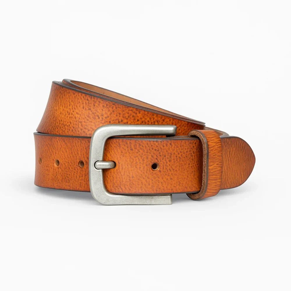 Men's hand waxed brandy Buffalo leather belt (40MM)