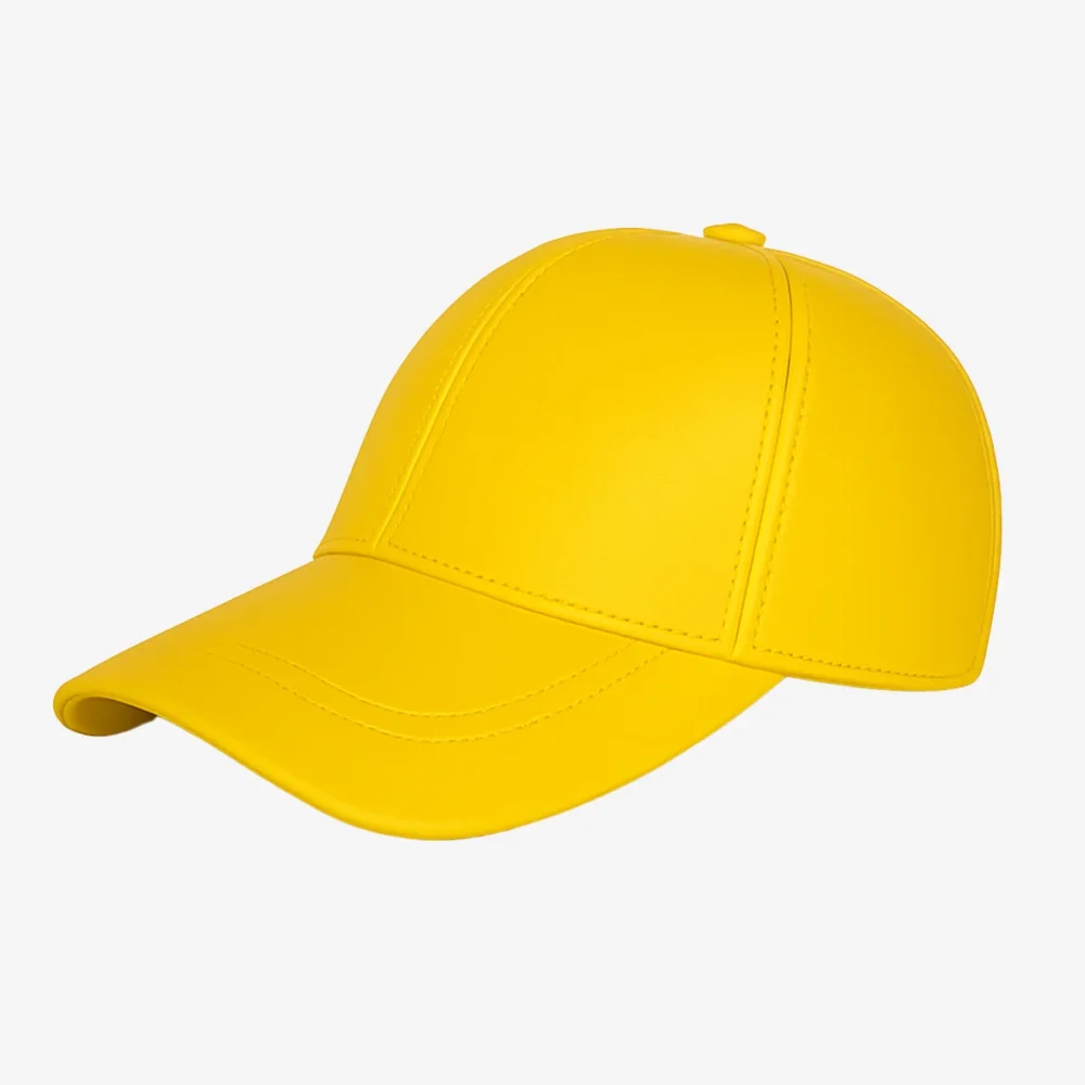 Unisex adjustable sheep nappa yellow leather cap