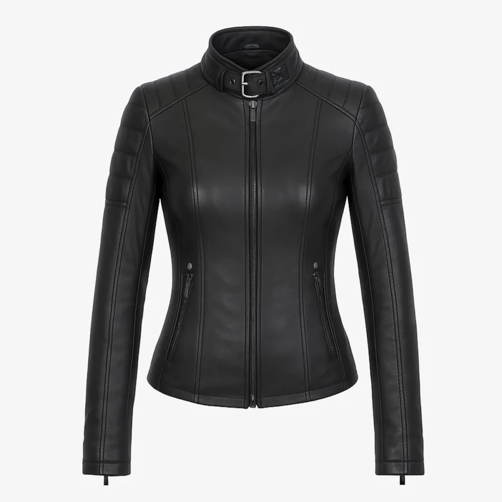 Ladies leather jacket black Chessy